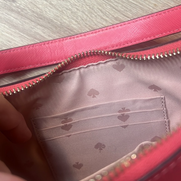 Kate Spade Staci Crossbody Saffiano Half Moon Bag Dark Watermelon Gelato - Picture 8 of 9